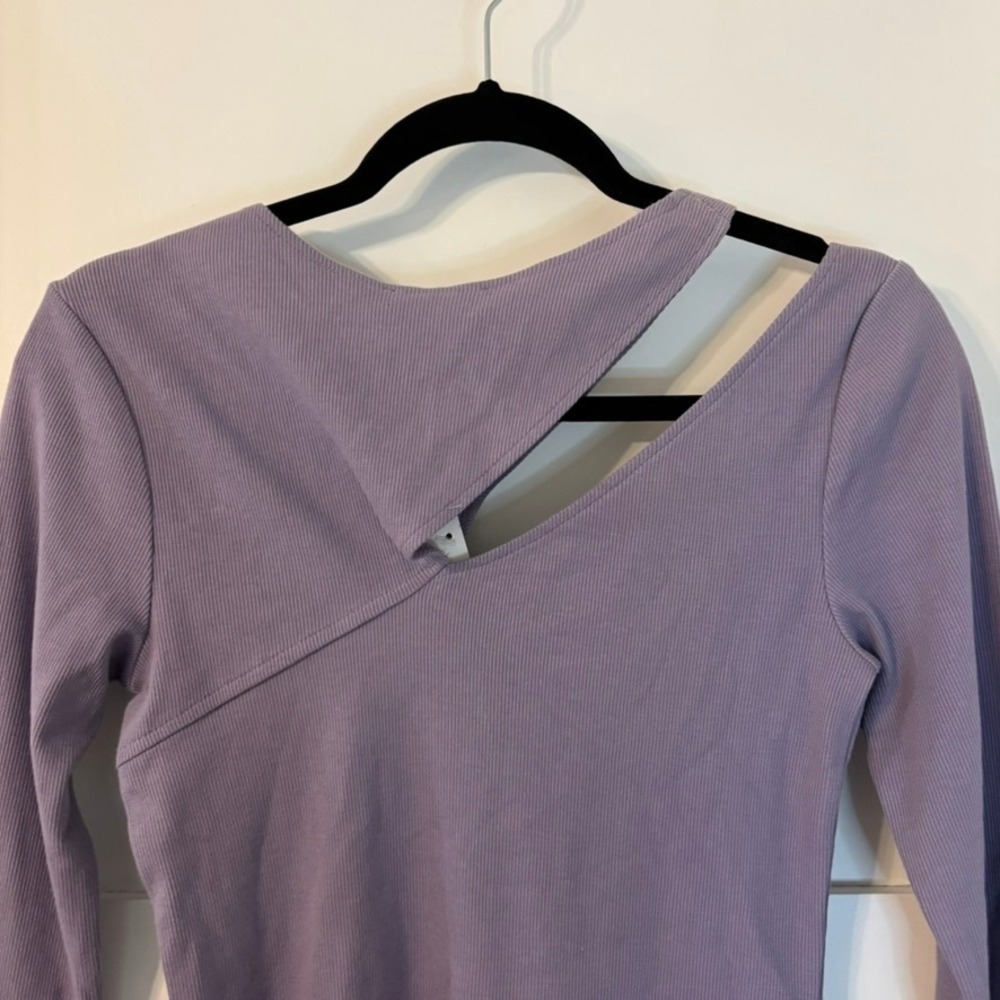 NWT Forever 21 Purple Cutout Dress‎ Ribbed Knit Long Sleeve Mini L - Picture 10 of 14